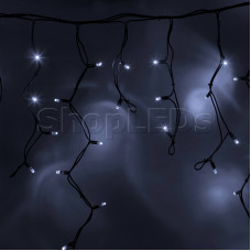 Гирлянда Айсикл (бахрома) светодиодный, 3,2 х 0,9 м, черный провод "КАУЧУК", 220В, диоды белые, NEON-NIGHT